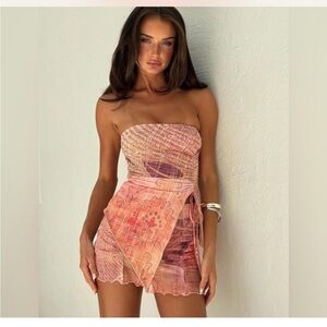 Tiger Mist Strapless Pink and Orange Set